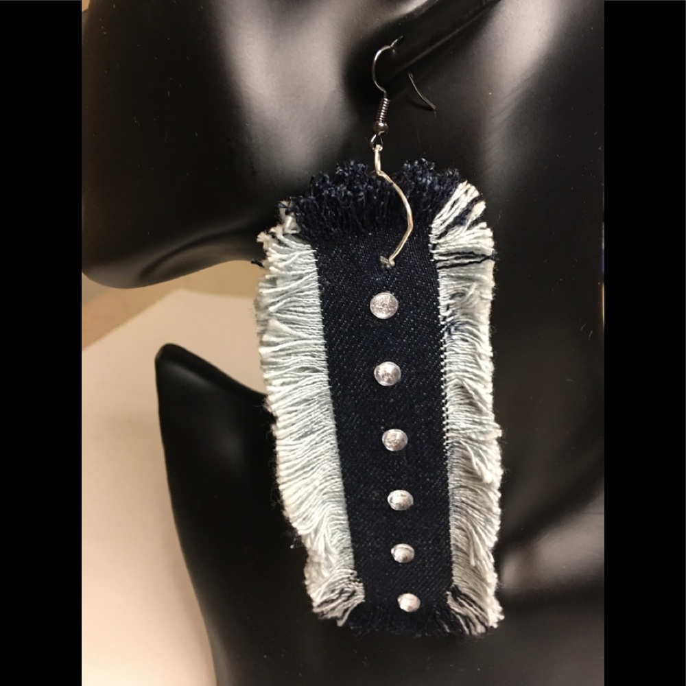Handmade up-cycled denim earrings